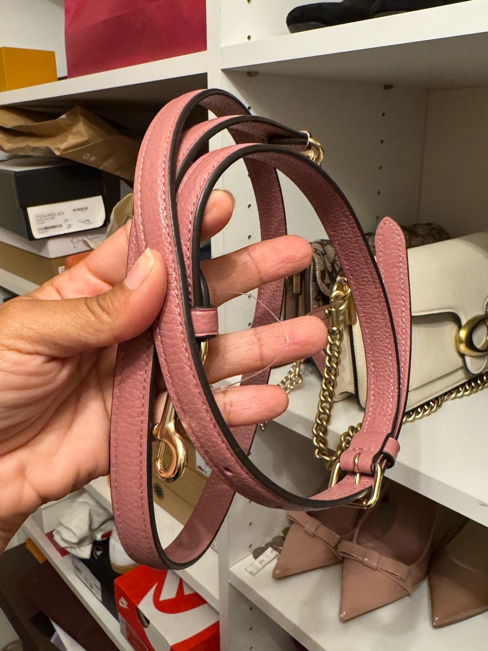 Coach Pink Pebbled Leather Satchel with Coin Pouch - Gold Hardware - Picture 13 of 13